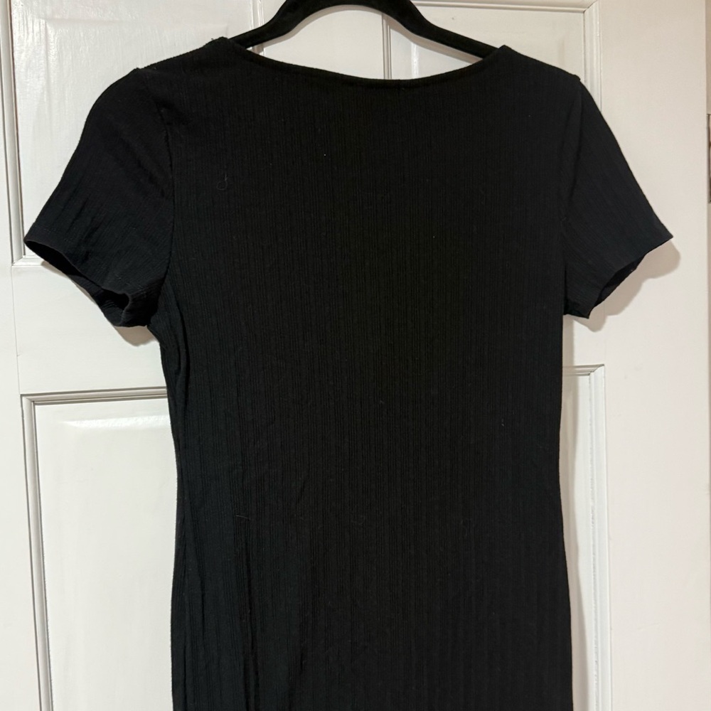 Forever 21 Black Button-Front Ribbed Knit Dress - Picture 6 of 8